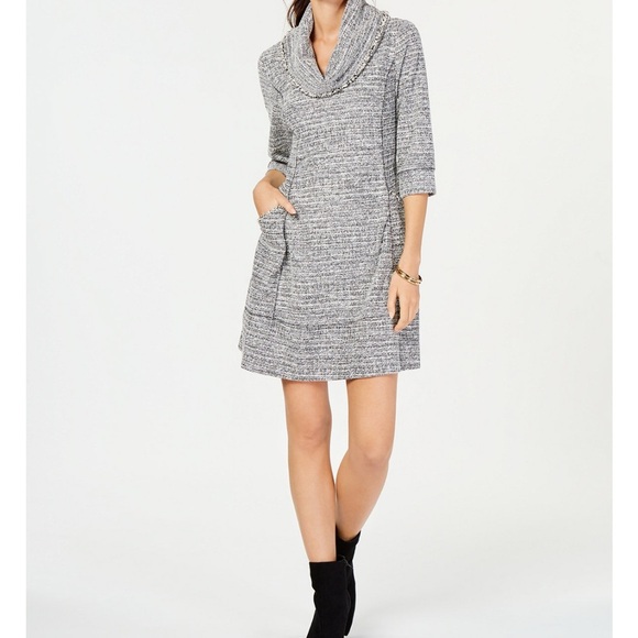 Robbie Bee Dresses & Skirts - Robbie Bee Black and Gray Cowl Neck Sweater Dress Size PS